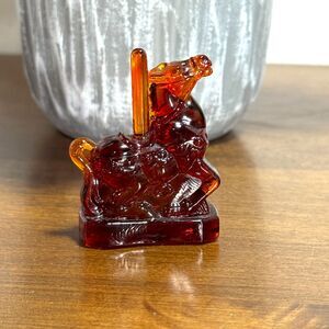 Vintage Boyds Crystal Art Glass Taffy the Carousel Horse Cherry Red 2” 9-7-2001